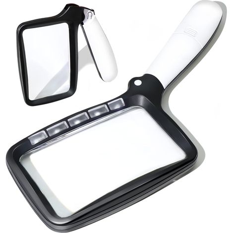 Illuminated Reading Magnifying Glass, 3X Large Illuminated Magnifying Glass with 5 LED Lights Portable Ideal for Seniors, Children, Hobbies, Crafts, Watchmakers