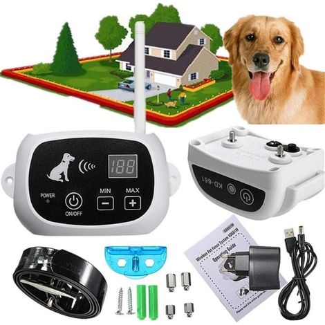 Collier de clture de formation de chien électrique sans fil Système de confinement pour animaux de compagnie rechargeable Prise UE Collier, harnais et laisse de dressage et d'éducation pour ch (1/4)