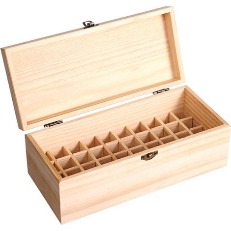 Caja de madera para almacenar aceites esenciales, con 36 compartimentos, para frascos de 1 a 3 ml.