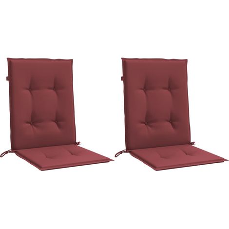 Coussins de chaise dossier bas lot de 2 rouge bordeaux mélangé – bureau