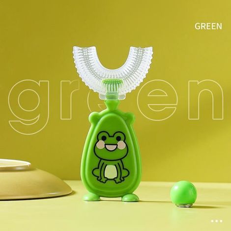 BAIN DE BOUCHE - PRODUIT DE SOIN DES DENTS Brosse à dents antidérapante pour enfants, jolie style-Green-2-7Years3 (1/2)