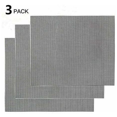 Grille de barbecue,Grille Barbecue Tapis de Cuisson Antiadhésif 3 Pièces - Feuille de Cuisson Réutilisable Résistante à la Chaleur de Gril, pour Le Barbecue D'intérieur et Extérieur (Noir, 42 (1/4)