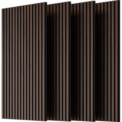 Panneaux muraux acoustiques en bois MDF noir noyer foncé 120 x 60 cm, lot de 4 (1/5)