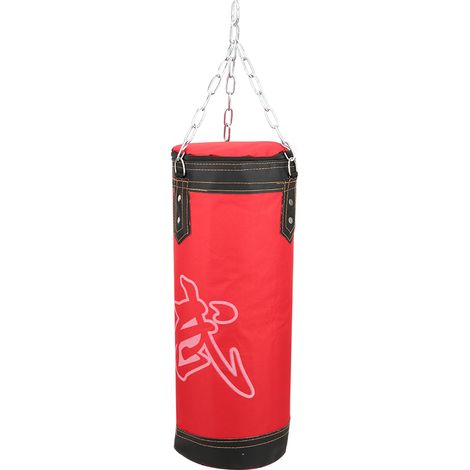 Sac de sable suspendu pour l'entraînement de boxe thaï et taekwondo à 3 couches, rouge, avec fonction de frappe. (1/5)