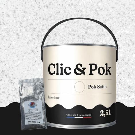 Peinture Effet Pailleté pour Murs & Plafonds - POK PAILLETTE - 2,5L - Blanc Oxydé (1/4)
