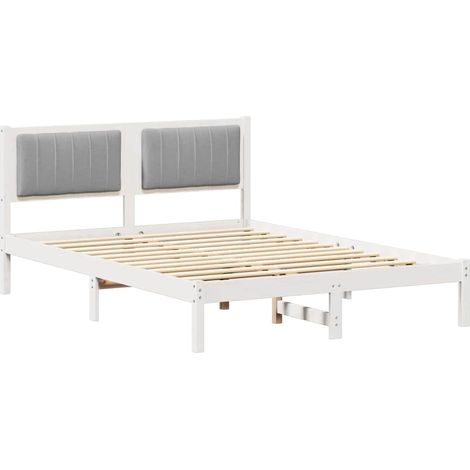 Estructura de Cama con Cabecera Tapizada Gris Claro vidaXL