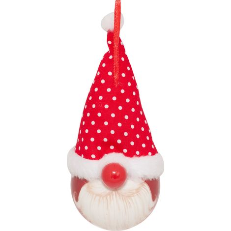 Déco Sapin Boule de Noël D 6.5 cm Gnome nez rouge - Feeric Christmas (1/2)