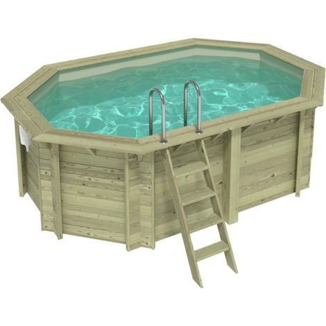 Piscina in legno NEMO 4.3 x 3 - H.1.31 m, sabbia, con supporti da cementare - BAS7303OSPI3