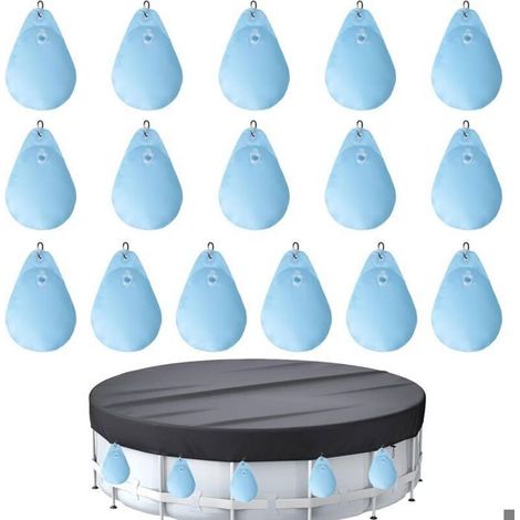 Lot de 16 sacs à eau pour bâche de piscine avec crochets, Sacs D'Eau Lourds pour Couverture de Piscine, en PVC, anti-fuite, sac (1/4)