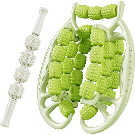 Appareil de massage des jambes, rouleau de massage pour jambes, graisse fine pour les jambes, favorise la circulation sanguine, convient pour les jambes, les pieds, le massage des bras (vert) (1/5)