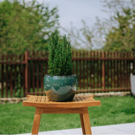 Pot grande taille d'extérieur ROMULUS 21x15cm jade, fait main en terre cuite émaillée, résistant au gel (1/5)