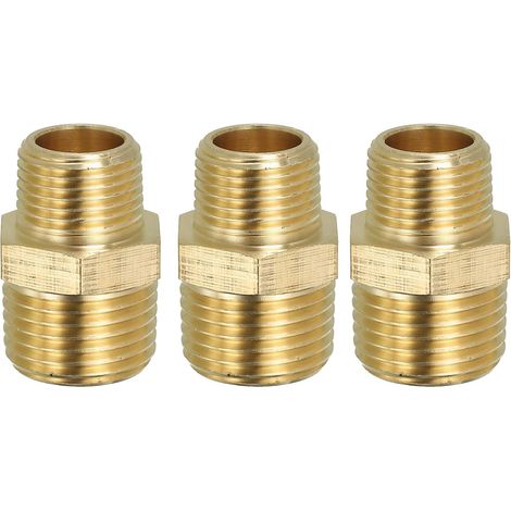 Raccord de Tuyau Hexagonal En Laiton Massif, Adaptateur Filetage, Lot 5, 1/4" Npt X 1/8" Npt, Connecteurs Ligne D'Eau Mâles - 1/2" NPT x 3/8" (1/5)