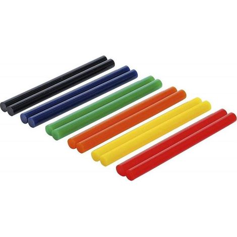 Bâtonnets de Colle Chaude Multicolores D.11 mm 150 mm - Lot de 12 pcs - Adhérence Rapide et Polyvalente - (1/5)