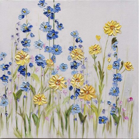 Quadro Dipinto su Tela 'Fiori' 30x30 cm - Stampa Artistica Certificata FSC per Arredo