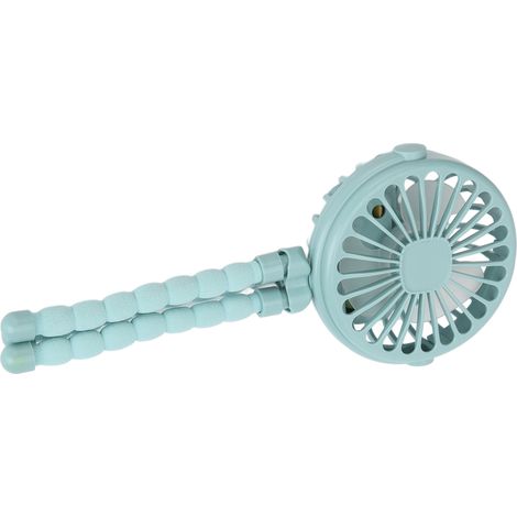 Ventilateur Poussette Portable Mini 3 Vitesses Accrochable et Pliable avec Support Bureau Bleu (1/5)