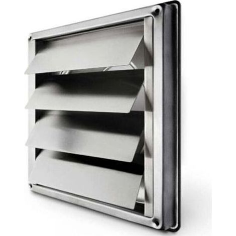 Debuns – Grille de ventilation inox 150mm – Clapet anti-retour à lamelles mobiles – Résistant aux intempéries – Dimensions 184x184mm (1/4)