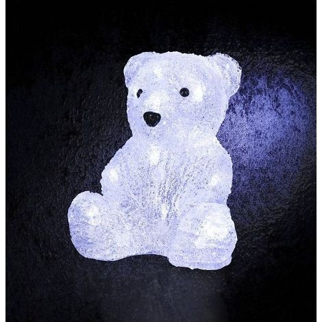 Ac-Deco – Décoration lumineuse ours assis 16 LED blanc froid H 20 cm – Acrylique résistant pour extérieur – Ambiance festive et chaleureuse (1/4)