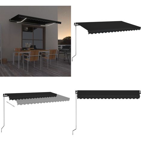 Markise Manuell Einziehbar mit LED 400x350 cm Anthrazit - Markise - Sonnendach - Gartendekoration - Outdoor Möbel - Terrassenüberdachung - Home & Living (1/5)