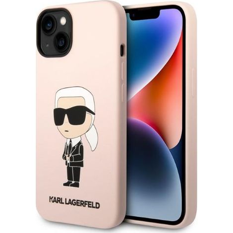 Karl Lagerfeld KLHMP14MSNIKBCP Custodia rigida per iPhone 14 Plus / 15 Plus 6.7" rosa Silicone Ikonik Magsafe (1/5)