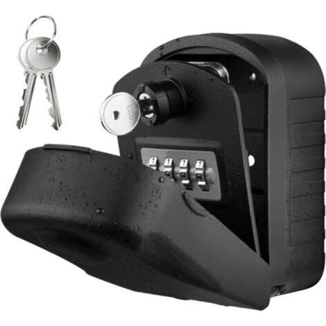 Secure Key Box weatherproof outdoor key safe with 4 codes and emergency keys (black) (1/4)