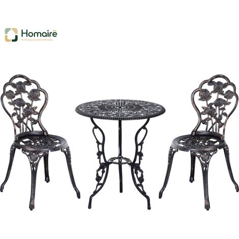 HOMAIRE Gartenmöbel Set 2 Personen mit Tisch und Stuhl Bronze