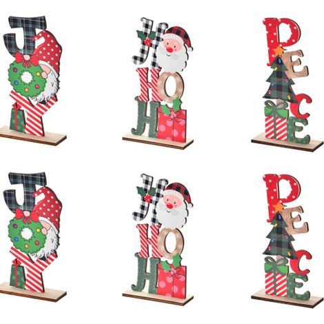 Panneau Tableau De Table Noël - Bois Naturel - 18 x 12 cm - Pour Décoration De Table De Fête - Lot De 1 (1/5)