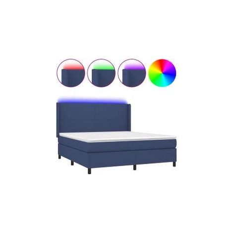 Sommier à lattes de lit matelas LED Bleu 180x200 Tissu (1/5)