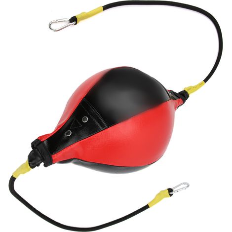 Ballon de boxe rebondissant avec socle, équipement d'entraînement pour réflexes et arts martiaux - noir et rouge (1/5)