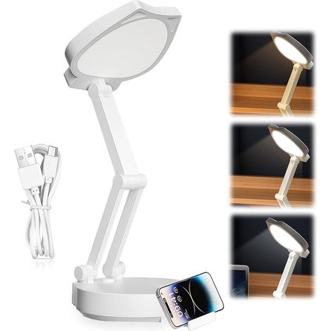 Lampe de Bureau LED Pliable 2400mAh Rechargeable 3 Modes Intensité Réglable Enfant (1/4)