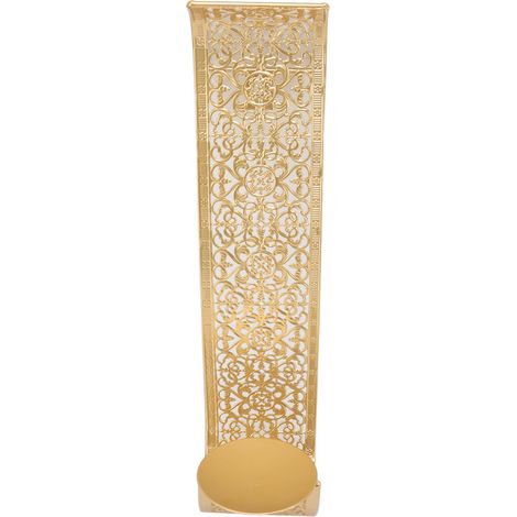 Porte-bougie mural en métal doré sculpté, support bougie design pour chambre, détail élégant et ajouré