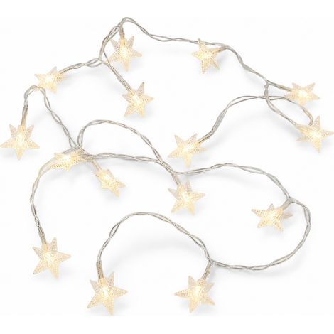 Guirlande Lumineuse LED Étoiles et Flocons de Neige, Blanc Chaud, à Piles, Clignotante, 10 m, 100 LED, Décoration Noël (1/5)