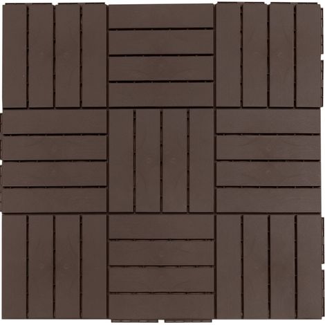 Piastrelle incastrabili per terrazza 30 x 30 cm 9 pezzi marrone (1/5)