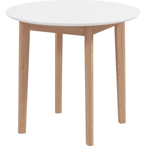 Esstisch, Runder Küchentisch Für 2 Personen, Esszimmertisch Mit Landhaus-Stil, Für Wohnzimmer, Massivholz, Ø75 X 76 Cm, Weiß
