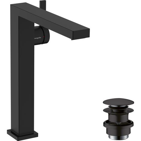 Hansgrohe Tecturis E - Grifo de lavabo, con desagüe, CoolStart, EcoSmart, negro mate 73070670 (1/3)