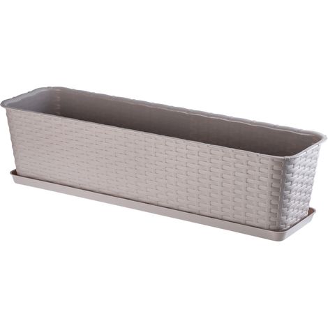 KADAX Balkontopf mit Untersatz, Pflanzkasten, 60 cm, Karamell