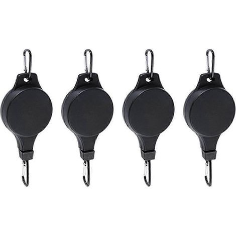 Système de poulie rétractable pour suspensions de plantes - Crochet de plafond ajustable, lot de 4, hauteur variable pour jardinières suspendues (1/5)