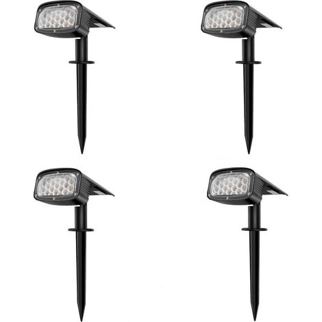 Outdoor Solar Spotlight, 34 LEDs Waterproof Outdoor Solar Garden Light, 2-in-1 Solar Floodlight with 3 Installation Modes for Path, Patio, Driveway, 4 Pieces- (1/5)