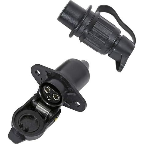 VURAHOME - Prise Remorque Et Prise Pour Remorque 3 Broches, Prise 12V Etanche Remorque 3 Broches Femelle Male, Prise pour Attelage 3 Broches Convient Remorque Camion RV Voiture Tracteur Agricole Véhic (1/5)
