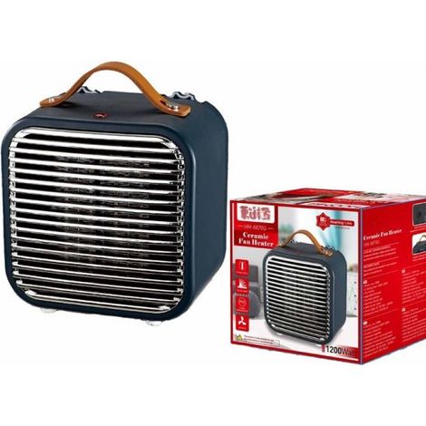 Mini Termoventilatore in Ceramica con Potenza Regolabile 600W 1200W con Autoprotezione Surriscaldamento Quadrato Grigio Scuro