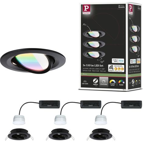 Spot encastré LED rond 84mm 50° RGBW+ 3x6W 3x500lm 230V Noir mat Alu moulé sous pression (1/5)