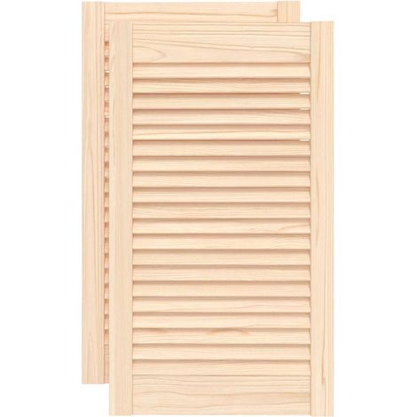 Maison Exclusive - Portes d'armoire à persiennes 2pcs 69x39,4cm bois de pin massif (1/5)