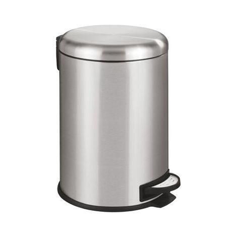 WENKO Poubelle Salle de Bain Leman 20L, Poubelle à pédale avec frein de chute Easy Close, Acier inox, 30,5x44x37,5 cm, Mat (1/5)