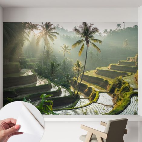 Papier peint autocollant décoratif à motifs pour salon chambre et bureau Tapete adhésif pour décoration Terrasses paradisiaques 152x104 cm (1/5)