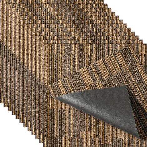 Carreaux de moquette réutilisables 50x50 cm avec rembourrage intégré,installation facile pour chambre et salon,12 carrés marron (1/5)