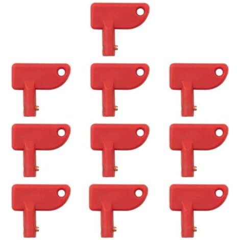 Lot de 10 Clés pour Interrupteur de Batterie de Voiture, 12 V 24 V Les clés Rechange commutateur d'isolateur pour Voiture Bateau Camion Automatique (1/4)