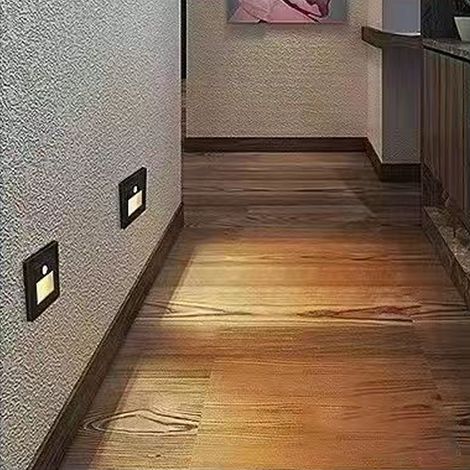 Éclairage d'escalier à détecteur de mouvement, éclairage de luxe à détecteur de mouvement, veilleuse LED encastrée, éclairage d'escalier pour couloir, éclairage à détecteur de mouvement noir, lumière (1/5)