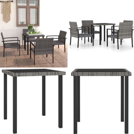 5-tlg. Garten-Essgruppe Poly Rattan Grau - Gartengruppe - Esstisch - Gartenmöbel - Outdoor-Möbel - Polyrattan - Home & Living