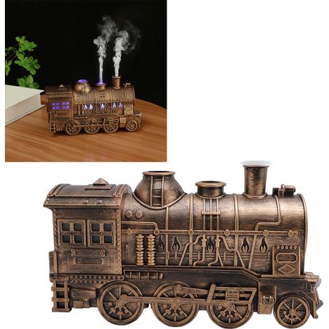 Diffusore di aromi a forma di treno da 300 ml - Umidificatore d'aria e diffusore di oli essenziali con luce bronzo e doppio getto - Funzione di spegnimento automatico per ufficio/camera da letto/hotel (1/4)