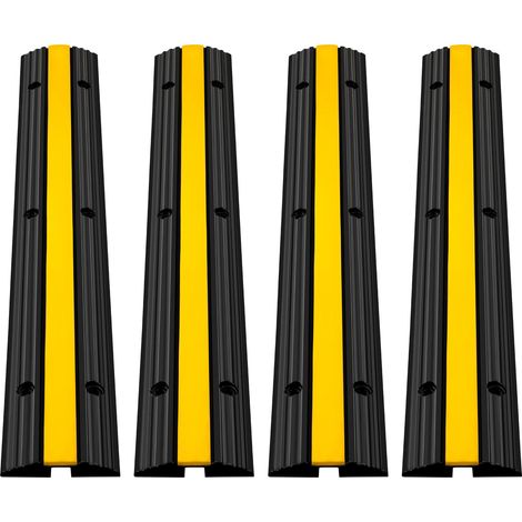Lot de 4 Rampes Protectrices pour Câbles Caoutchouc 102x15,5x3 cm, Capacité 8164,7 kg, Passage de Câbles et Tuyaux (1/5)