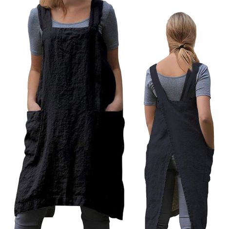 Pinafore Tablier pour femme avec poches pour le travail, le jardinage, la cuisine, la peinture, la pâtisserie